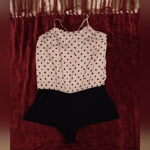 Victoria Secret 💖Pink +black Dots💖Jumpsuit Lingerie -Size L